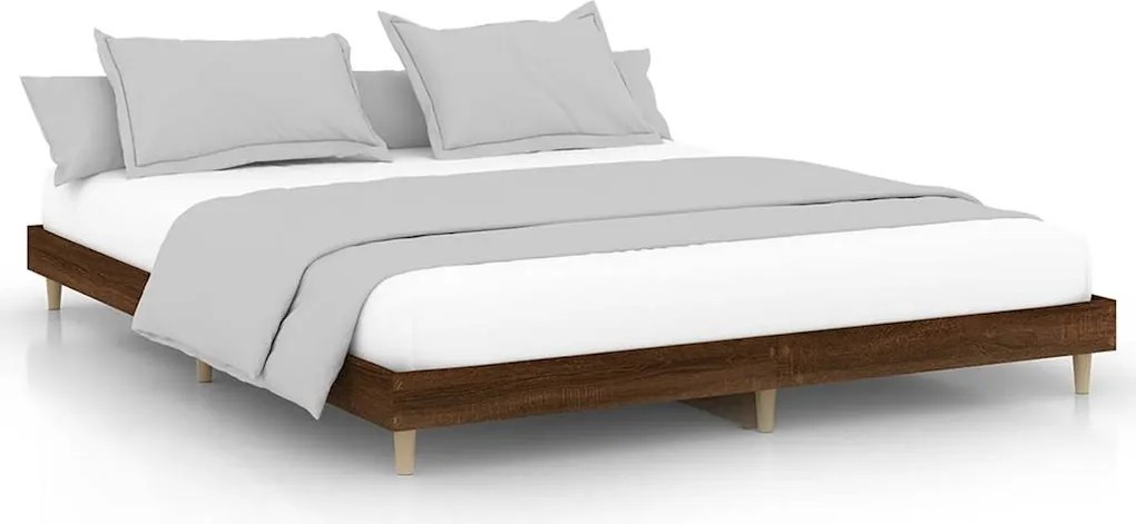 vidaXL barna tölgy színű szerelt fa ágykeret matrac nélkül 120x200 cm