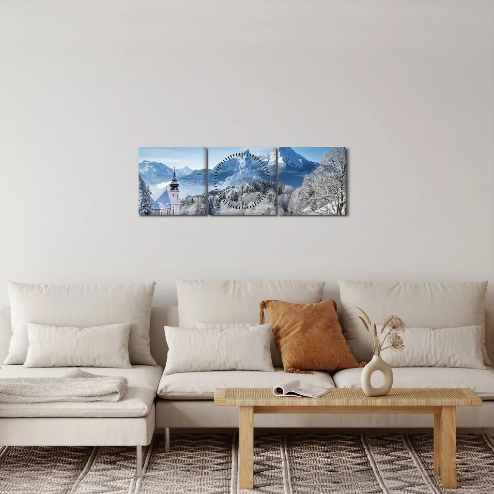 Kép - Egy pillantás a téli tájra (órával) (90x30 cm)