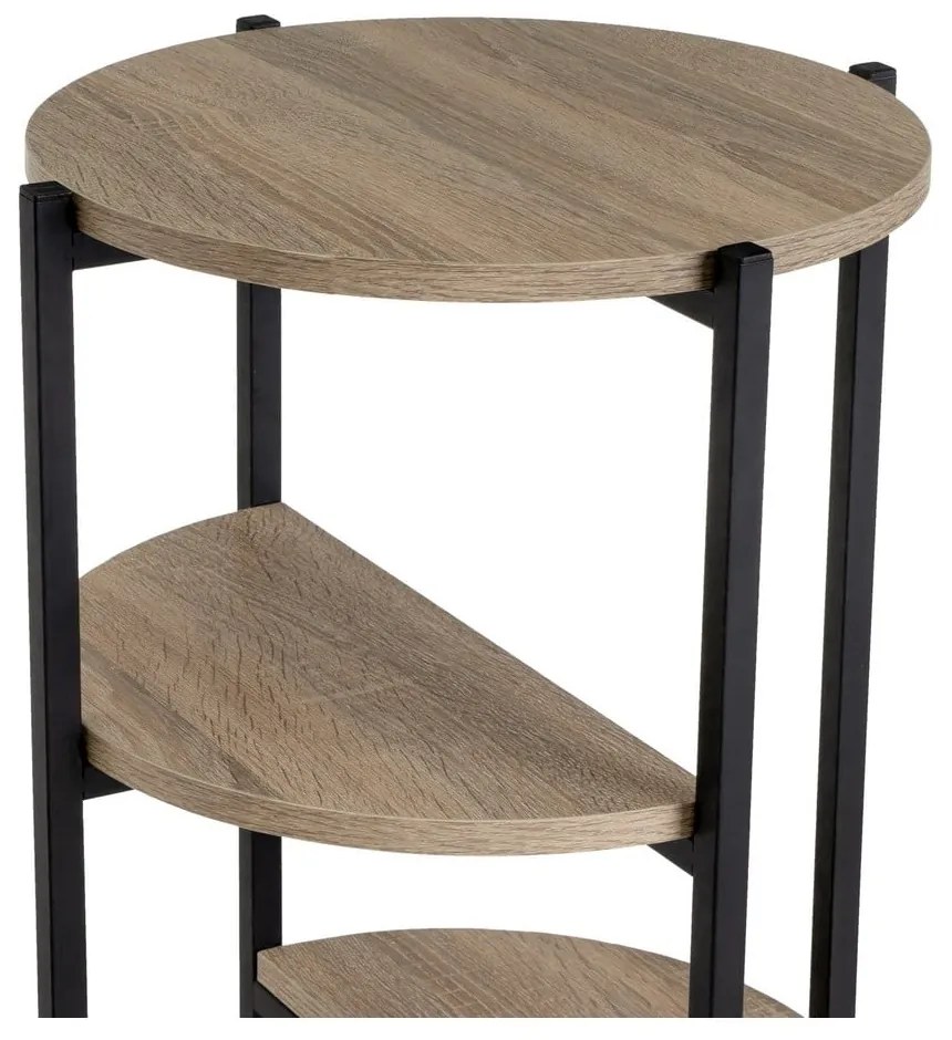 Fekete-natúr színű polcos állvány tölgyfa dekorral 40x80 cm – Casa Selección