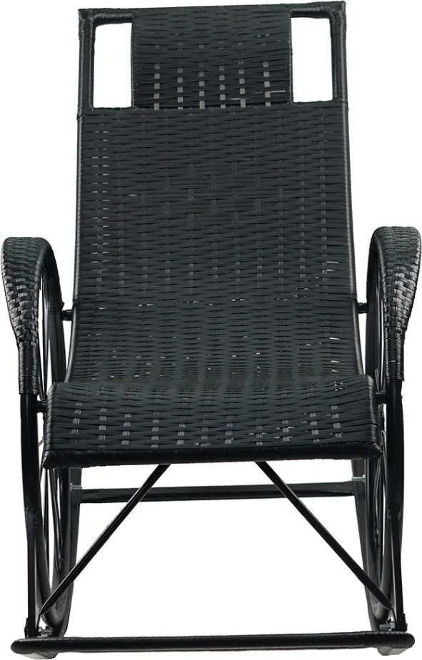Hintaszék, rattan/fém, fekete, ROKIN