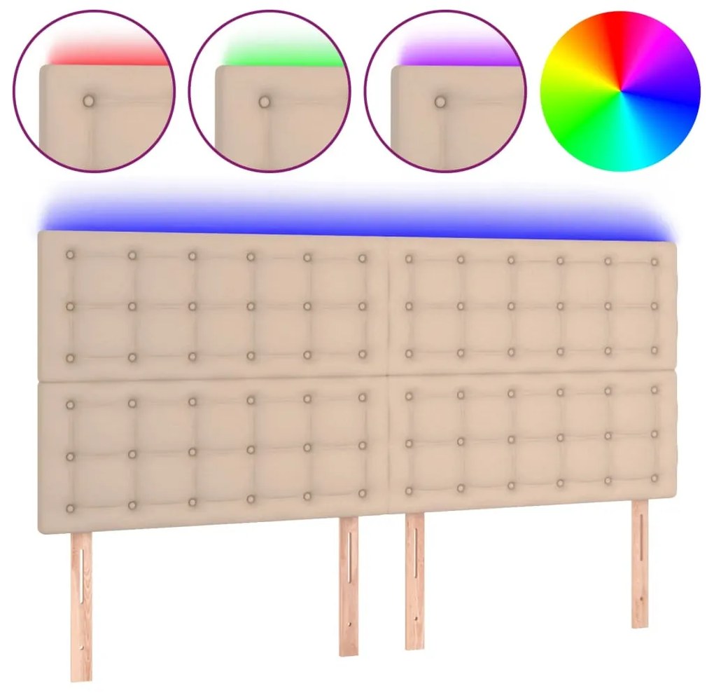 cappuccino műbőr LED-es fejtámla 200x5x118/128 cm