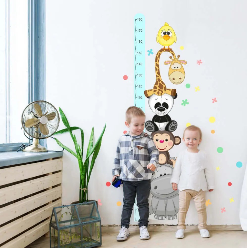 INSPIO Kék magasságmérő - Vidám állatok 180cm
