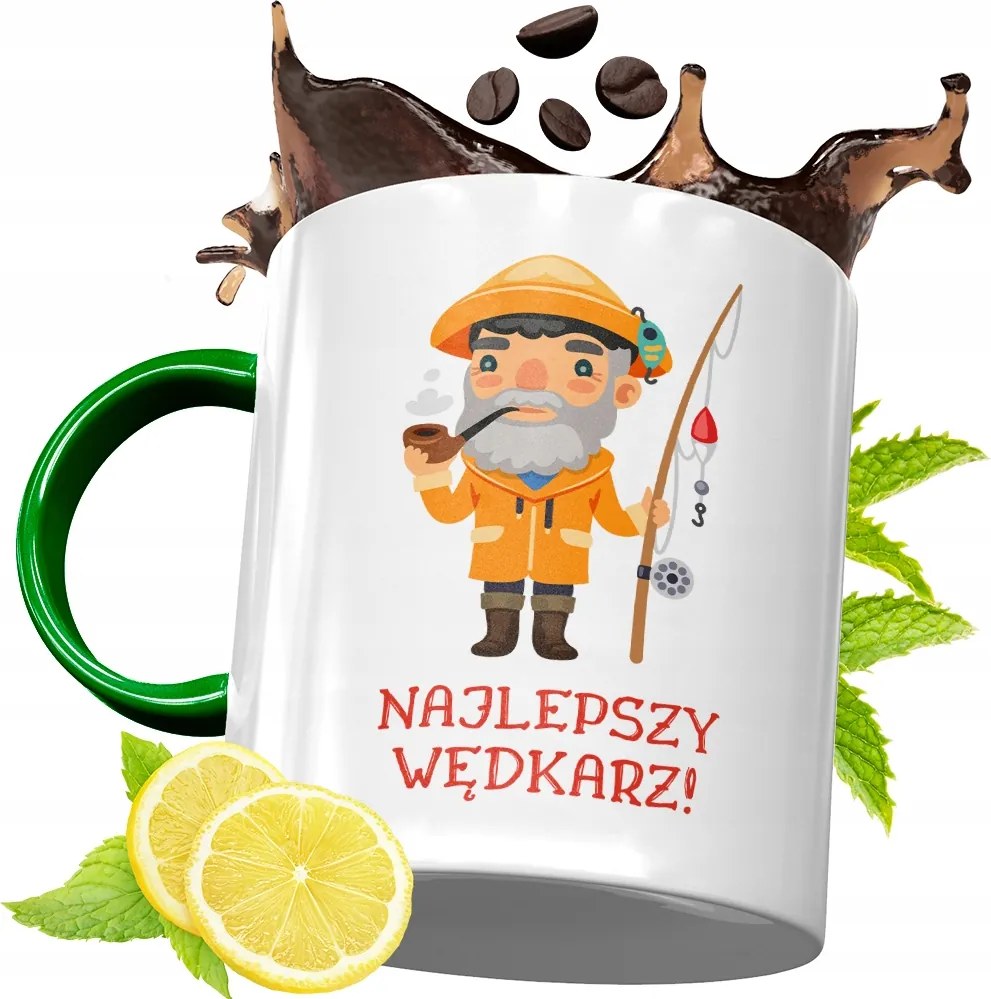 Zöld Bögre Horgászoknak Ajándékba, fényképes nyomattal