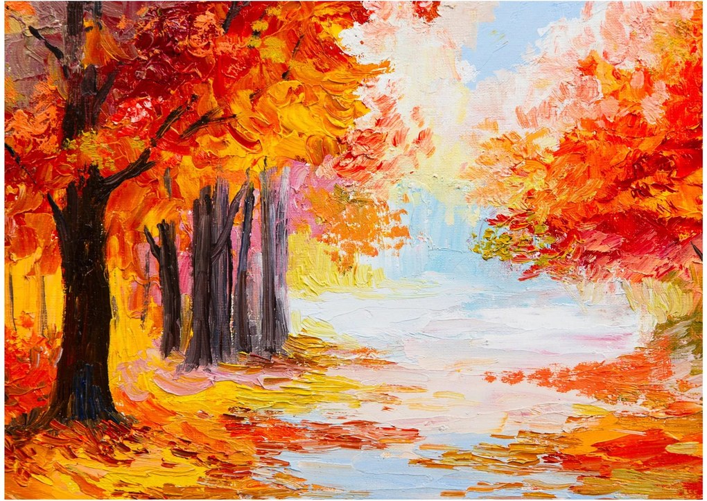 Kép - olajfestmény, színes ősz (70x50 cm)