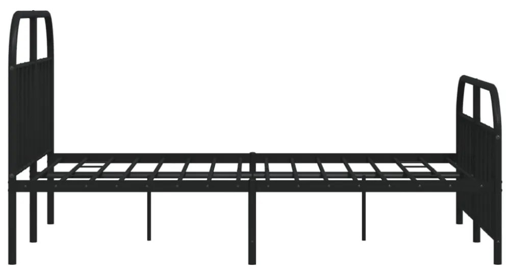 fekete fém ágykeret fej- és lábtámlával 140 x 190 cm