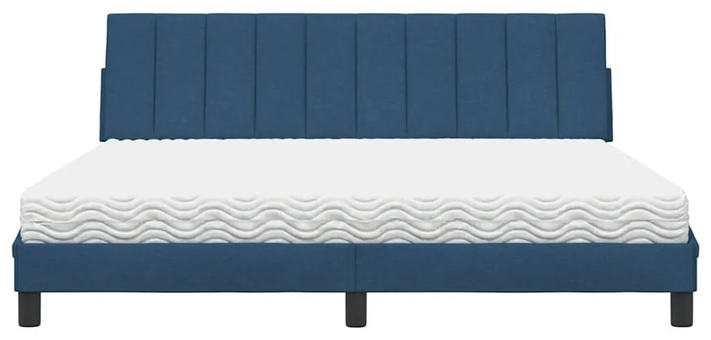 kék szövet ágy matraccal 180x200 cm