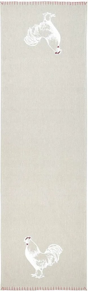 Asztalterítő Nestor 45x150 kakas mintás bézs rusztikus öko vintage