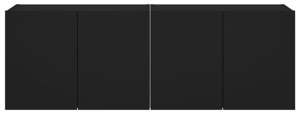 2 db fekete falra szerelhető TV-szekrény LED-del 60x35x41 cm