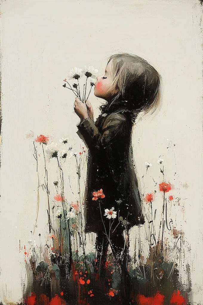 Canvas Vászonkép Gyerek Lány Portré Rét Pipacsok Virágok 80x120