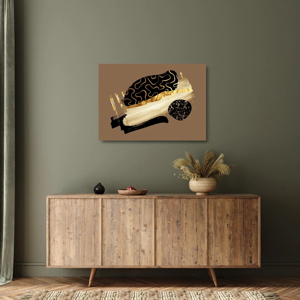 Üveg kép - Absztrakció aranybarna N⁰3 (70x50 cm)