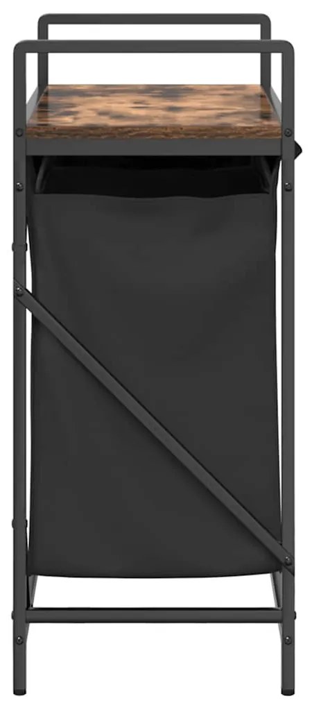 füstölt tölgy mosodai kosár 2 rekeszes polccal