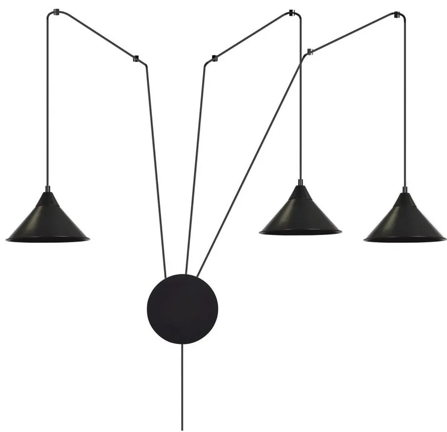 Csillár zsinóron ABRAMO 3xE27/15W/230V fekete