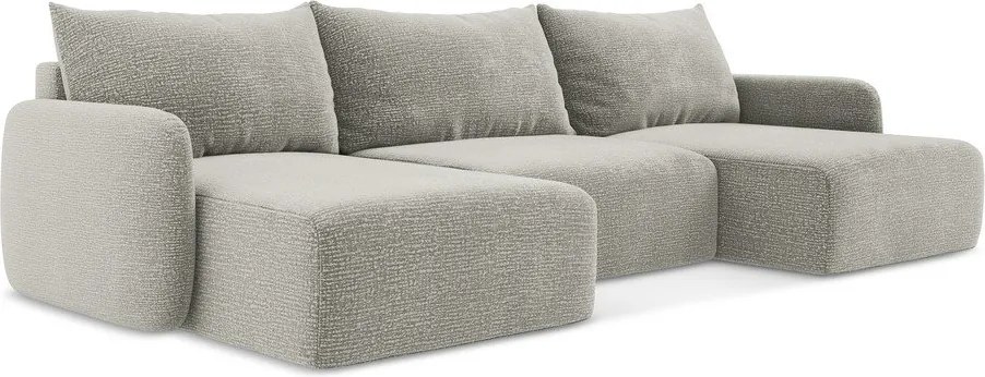 Világosszürke kinyitható-tárolóhelyes sarokkanapé Kalena – Makamii