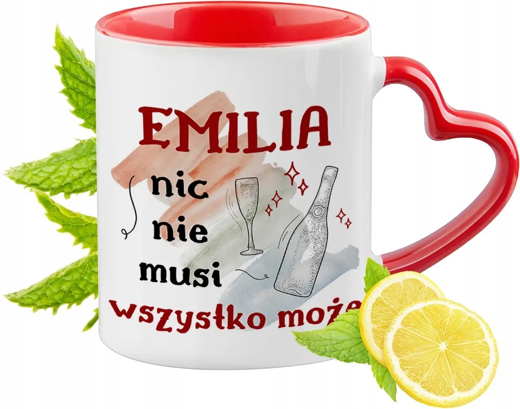 Emilia Piros bögre szív alakú füllel Ajándék