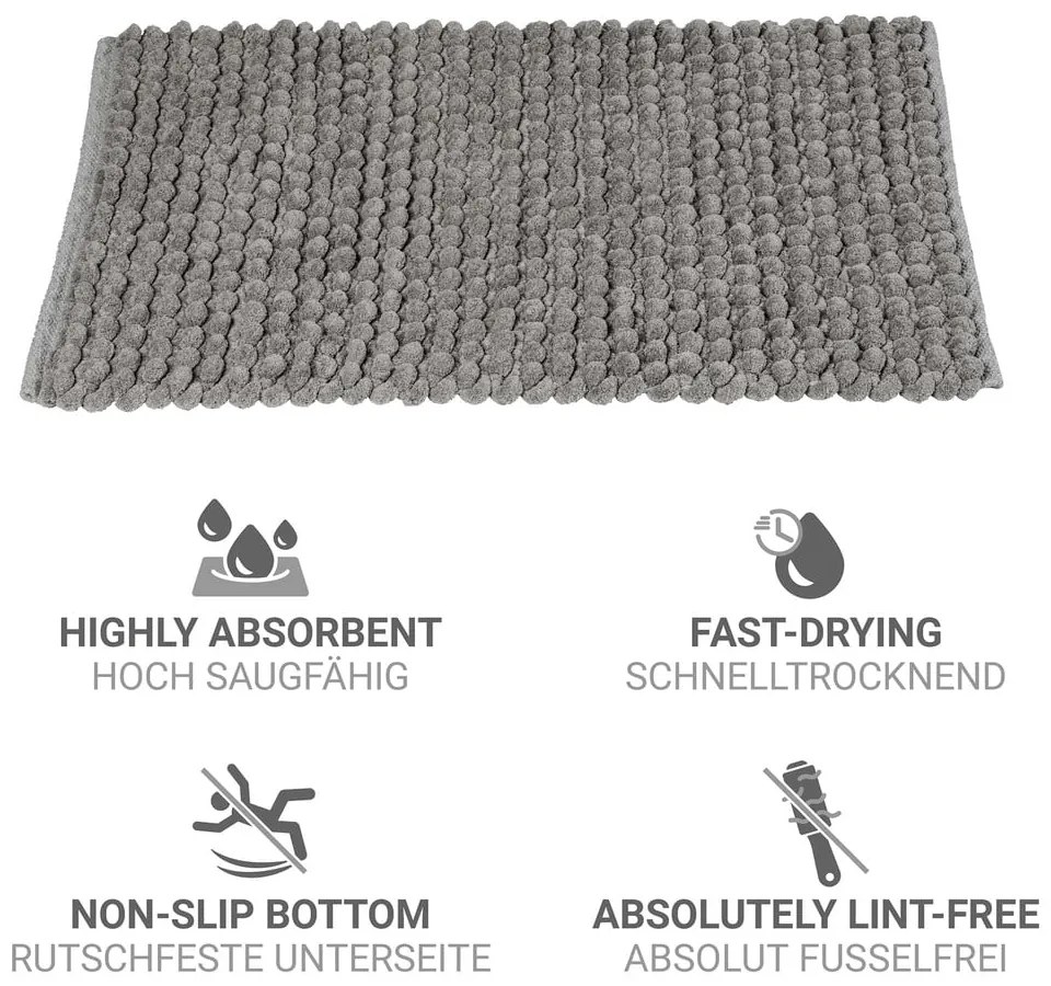 Szürke textil fürdőszobai kilépő 50x80 cm Solivo – Wenko