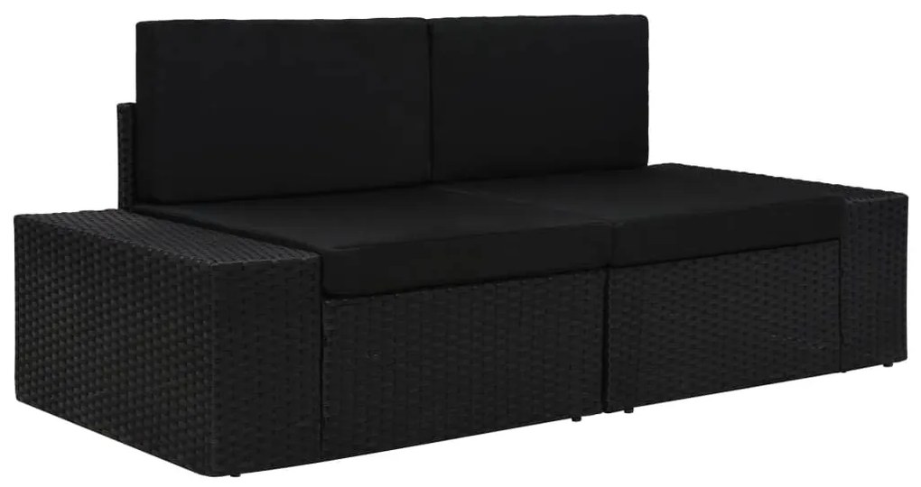 vidaXL 2 személyes fekete elemes polyrattan kanapé