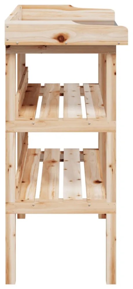 tömör fenyőfa növénytartó asztal polcokkal 78x38x82,5 cm