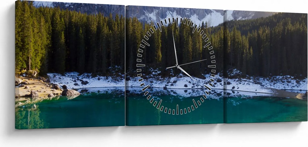 Kép - Karersee tó (órával) (90x30 cm)