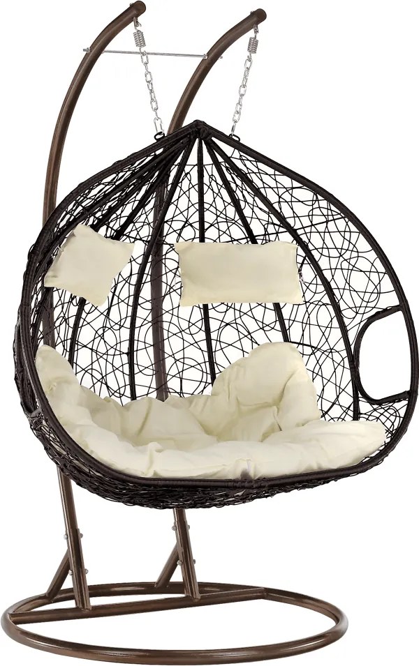 Függő dupla fotel, réz/barna/bézs, DALVEA 2 NEW