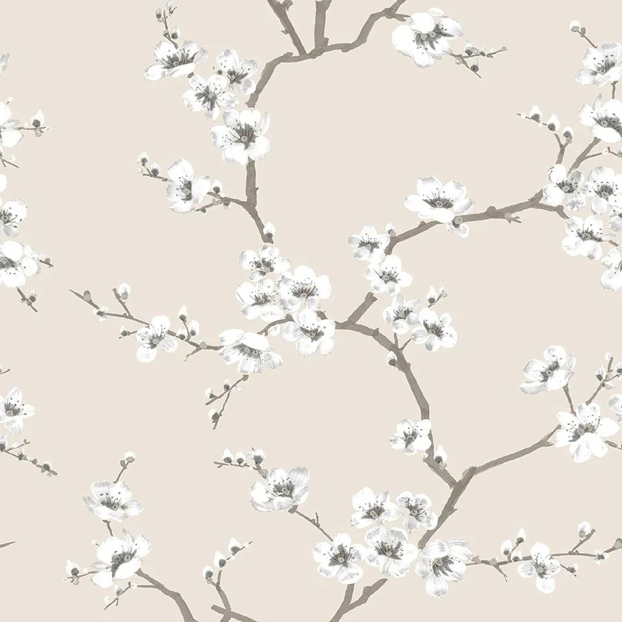 Bézs Gally Tapéta Virágokkal Tapéta