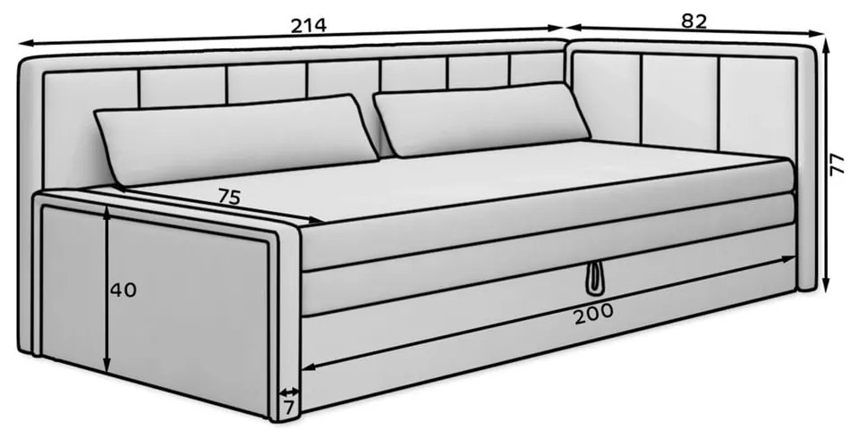 Szürke zsenília kinyitható-tárolóhelyes kanapé 214 cm Fulgeo – ELTAP