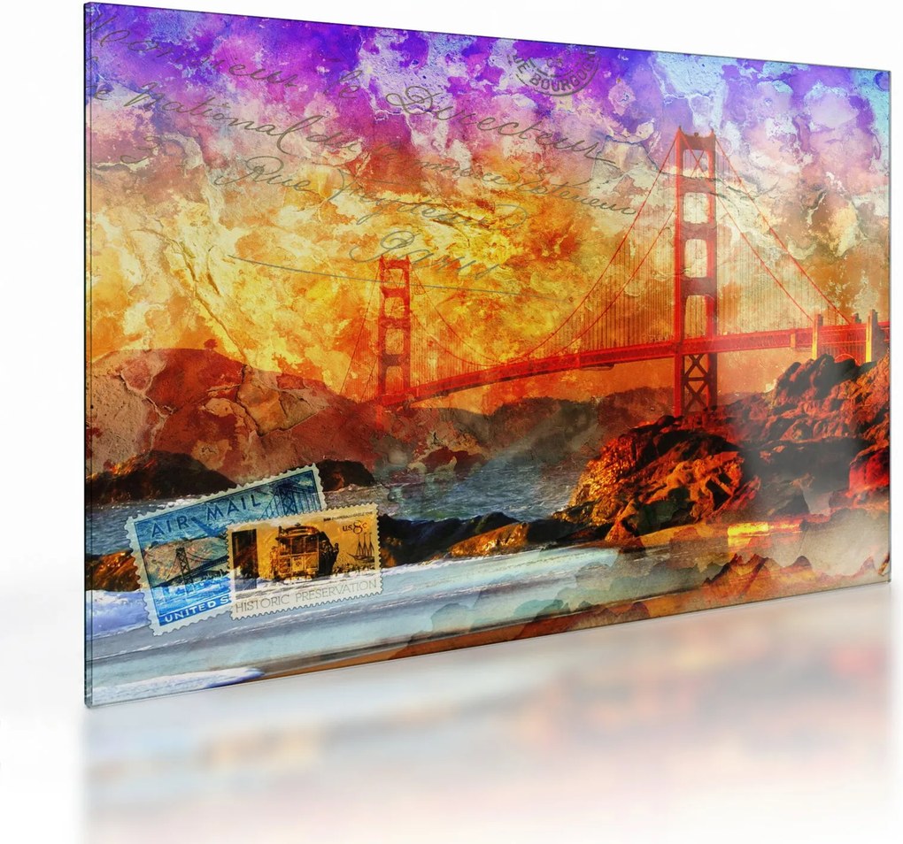 Kép - Golden Gate, San Francisco, Kalifornia (üvegen) (70x50 cm)