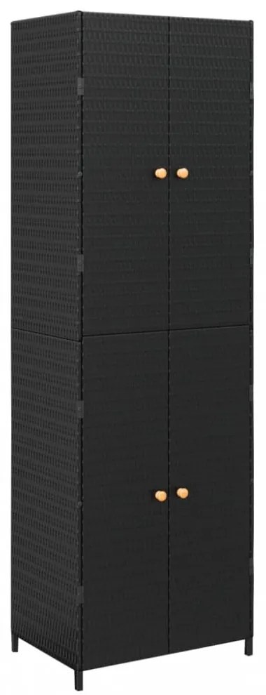 fekete polyrattan kerti tárolószekrény 59 x 40 x 180 cm
