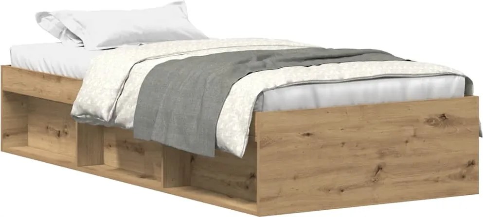 vidaXL kézműves tölgy szerelt fa ágykeret matrac nélkül 90x200 cm