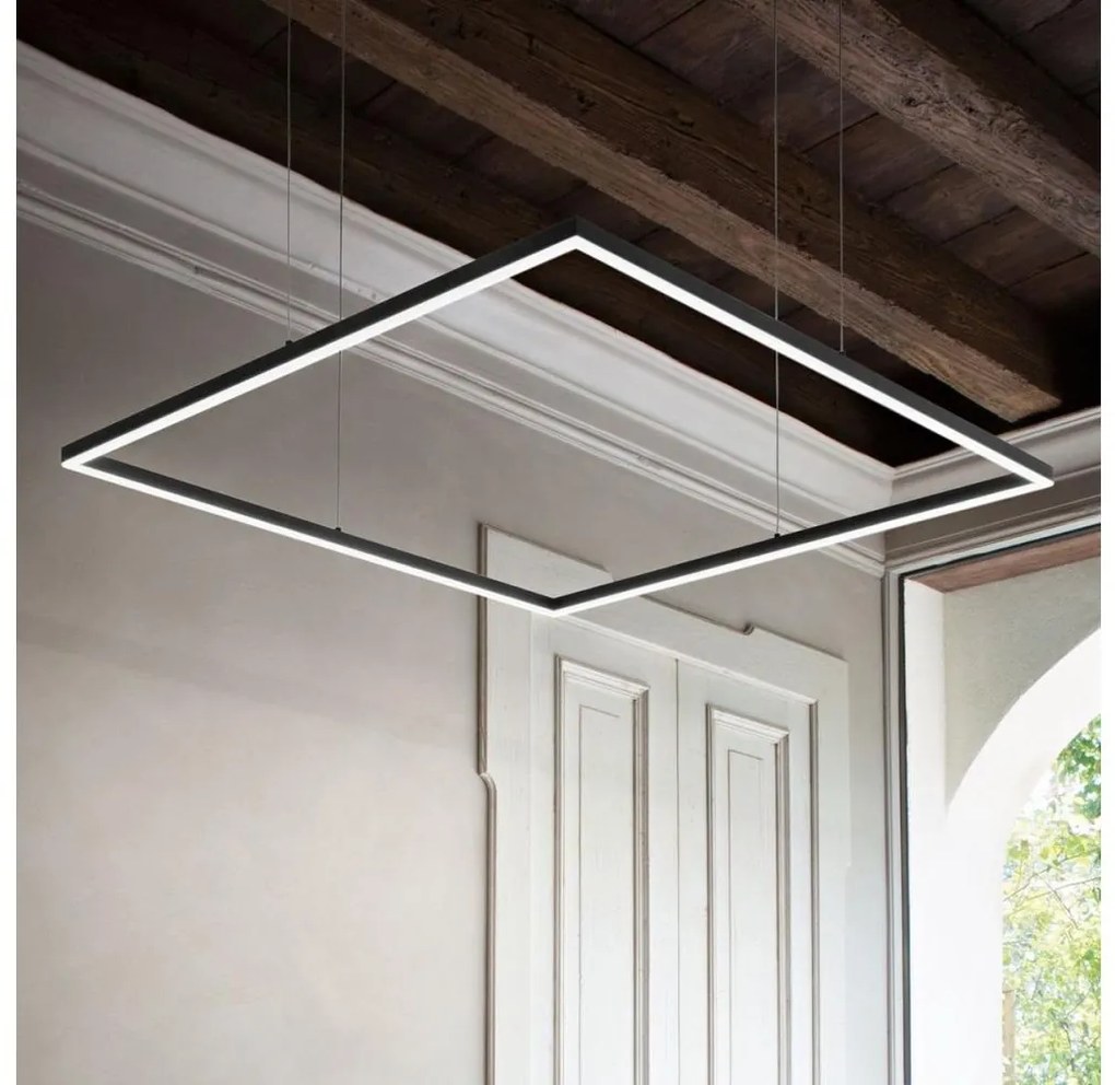 Ideal Lux - kábelre függesztett LED csillár ORACLE SLIM LED/53W/230V 3000K 90x90 cm fekete
