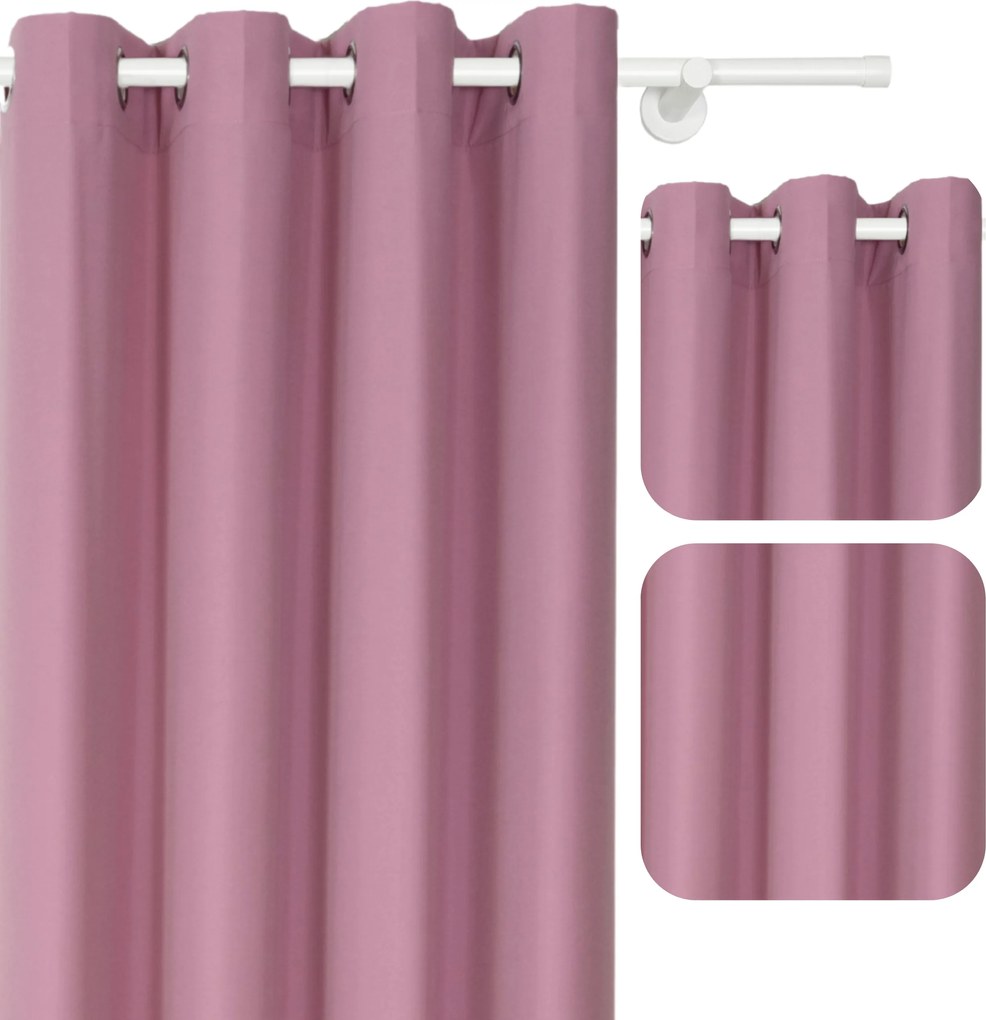 Kerekes Kész Függöny 140x250 Sima Rózsaszín Nappali Függöny
