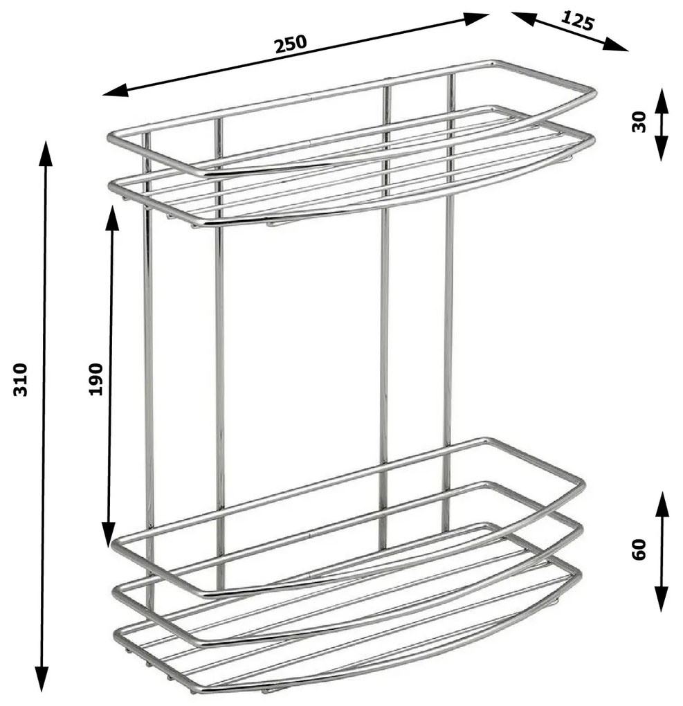 AQUALINE 37014 Chrom line drótpolc dupla, ezüst