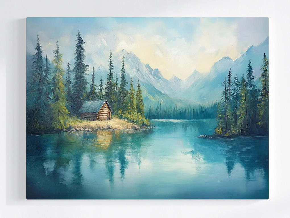 Vászonkép Canvas Tájkép Tó Erdő Fák Hegyek Tátra Csúcsok 80x60