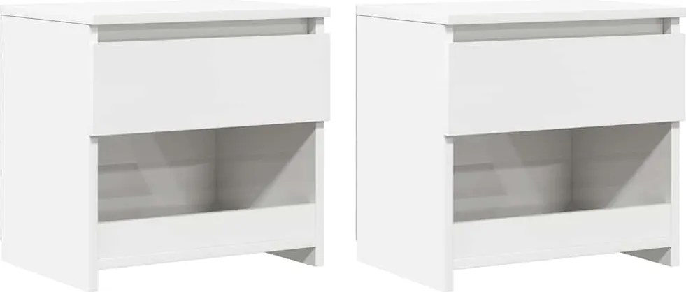 vidaXL 2 db magasfényű fehér szerelt fa éjjeliszekrény 40 x 30 x 39 cm