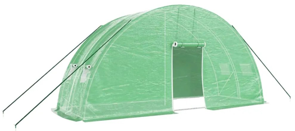 zöld acélvázas melegház 12 m² 6 x 2 x 2,85 m