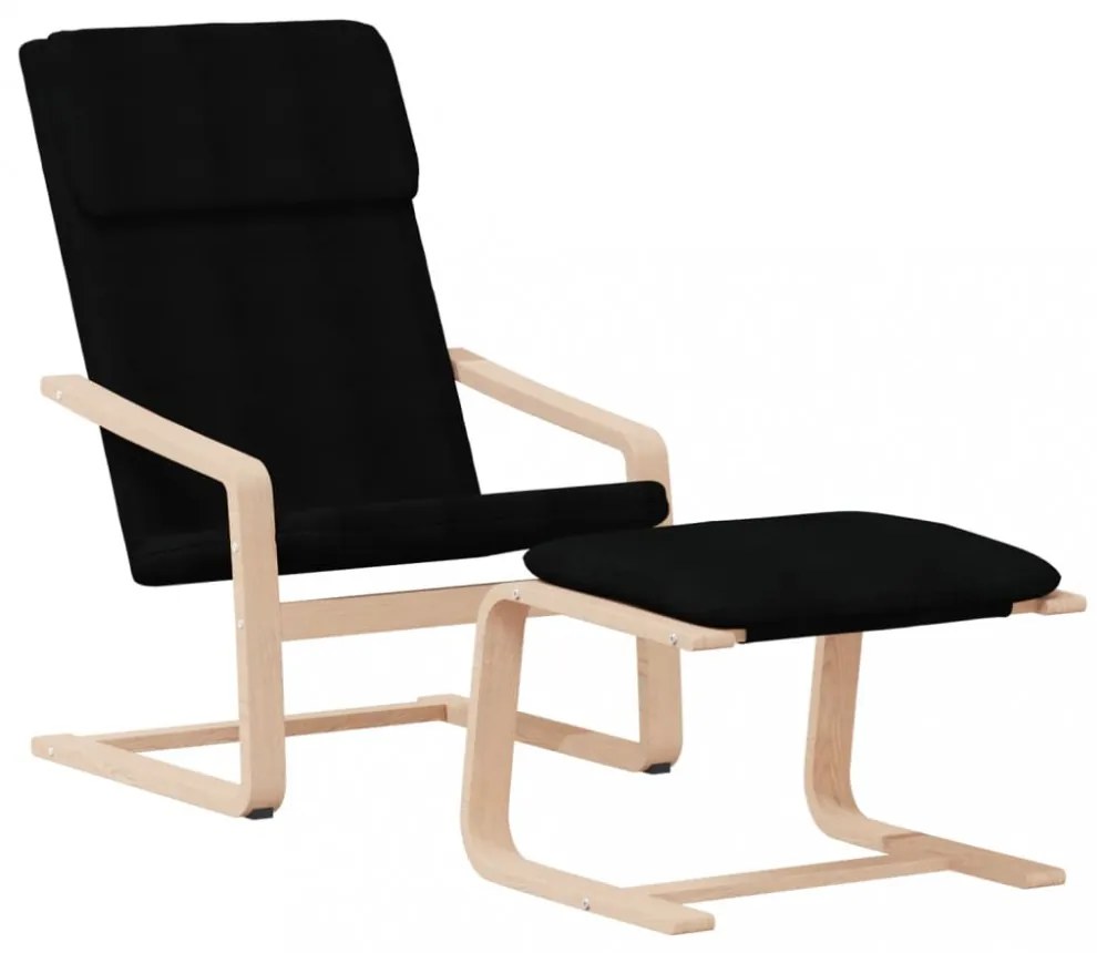 fekete szövet pihenőfotel lábtartóval