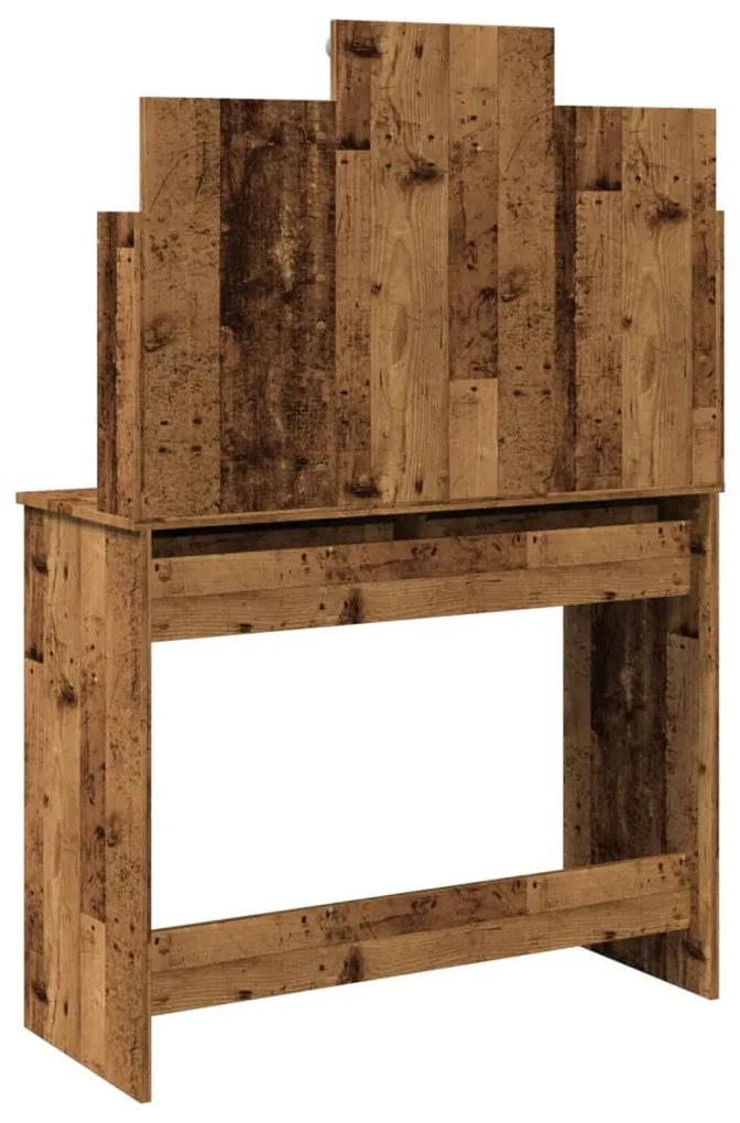 antik fa színű fésülködőasztal LED-del 96x40x142 cm