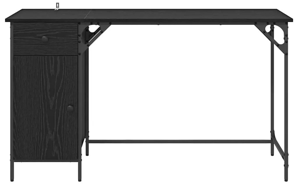 Számítógépes asztal Fekete tölgy 131 x 48 x 75 cm Faanyag