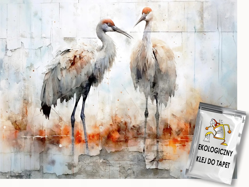 Fotótapéta Flizelina Fal Beton Vakolat Festmény Madarak Daruk 300x210 ragasztó