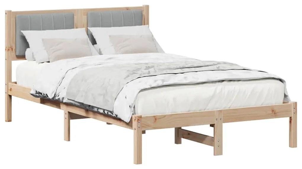 Ágykeret Kárpitozott Fejtámlával Világosszürke 120 x 200 cm