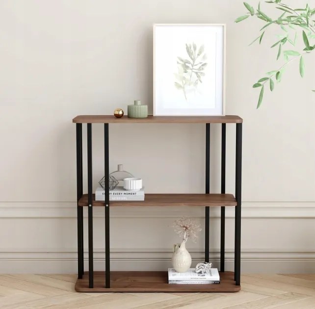 Keskeny konzolasztal 60x24x63 cm ipari 3 polcos