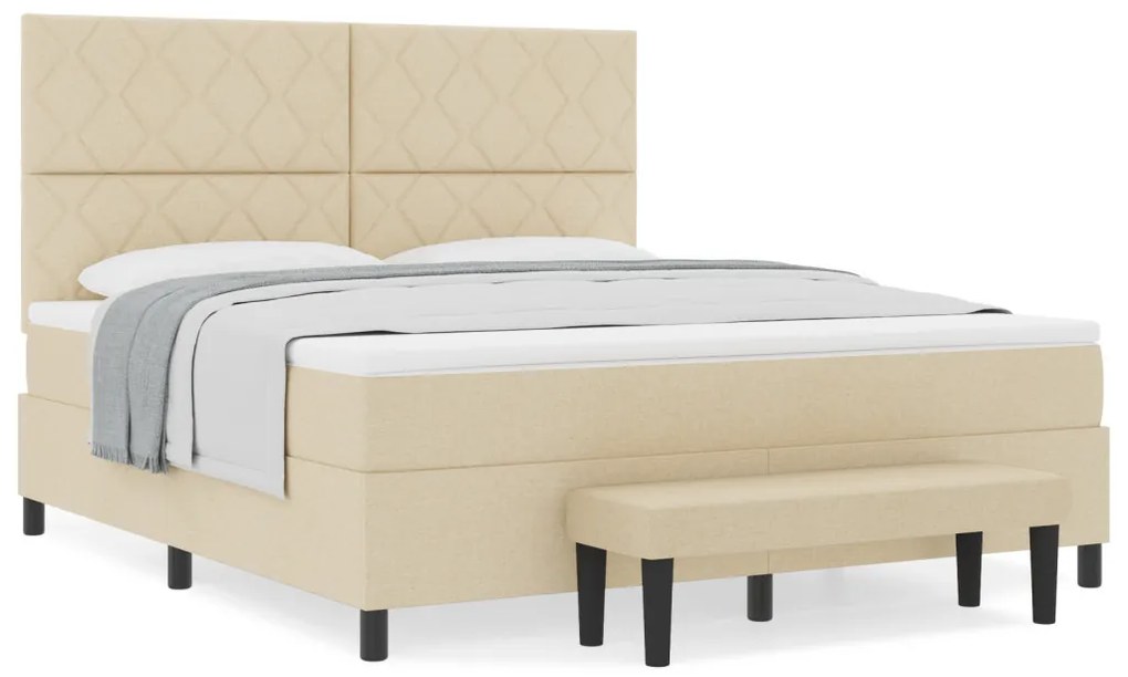 Box Spring Ágy matraccal és paddal Krém 180x200 cm Szövet