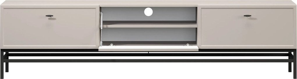 Lorini TV-szekrény 200 cm fiókokkal - kasmír / fekete T-bar fogantyúk / fekete váz