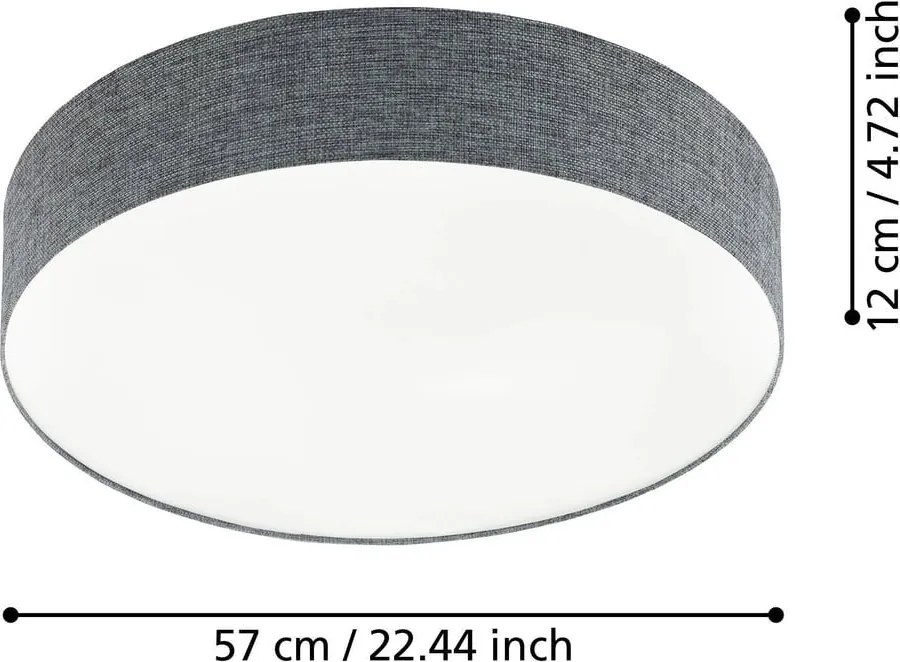 Szürke LED mennyezeti lámpa textil búrával ROMAO – EGLO