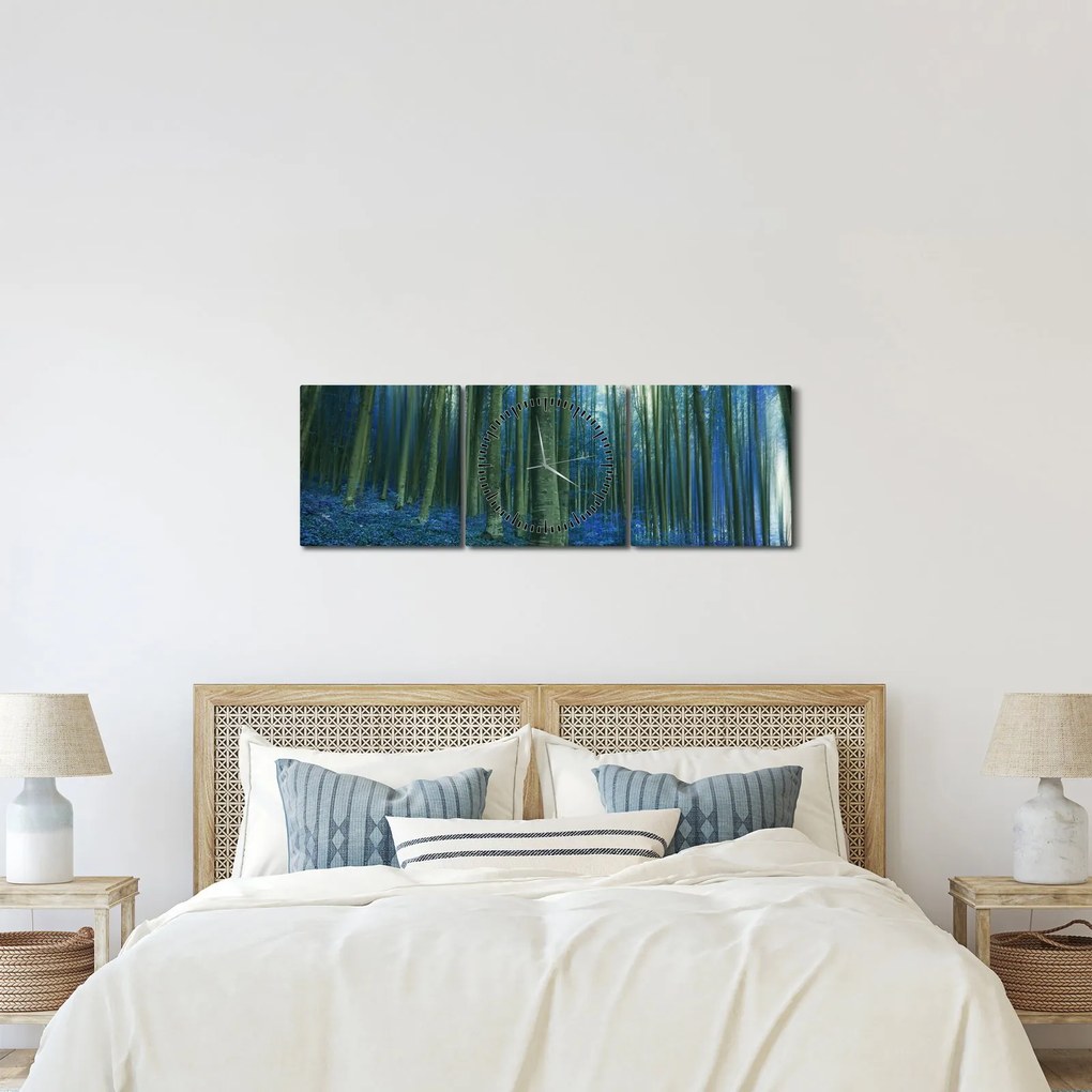 Kép - Kék erdő (órával) (90x30 cm)