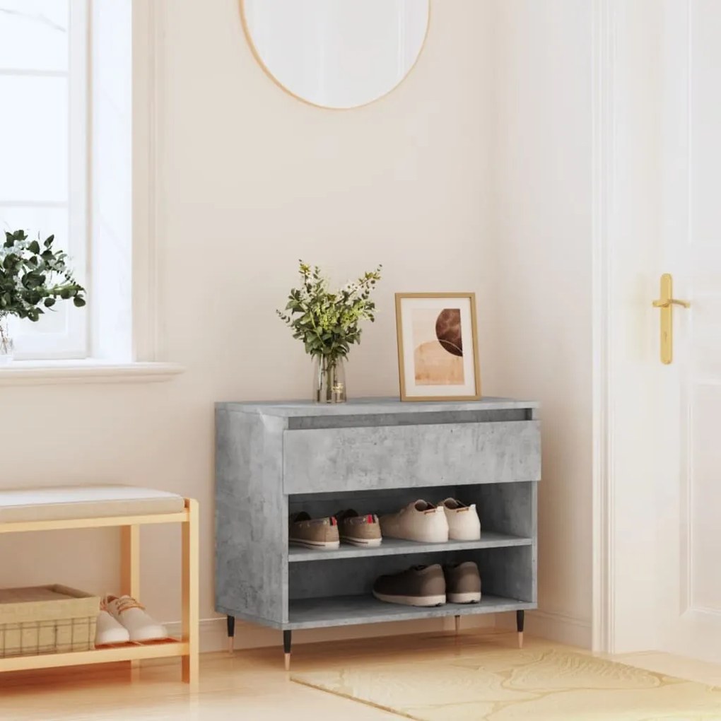betonszürke szerelt fa cipőszekrény 70x36x60 cm