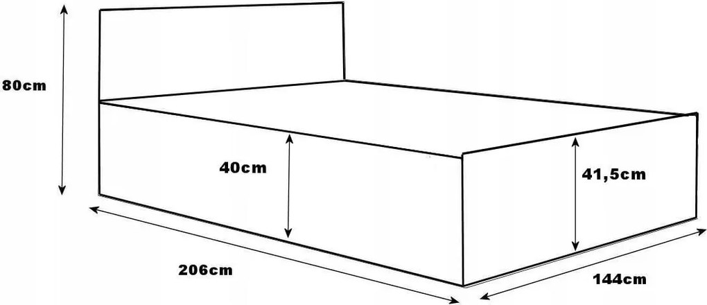 140x200 cm-es ágy matraccal és tárolóhellyel SPART1 Szürke