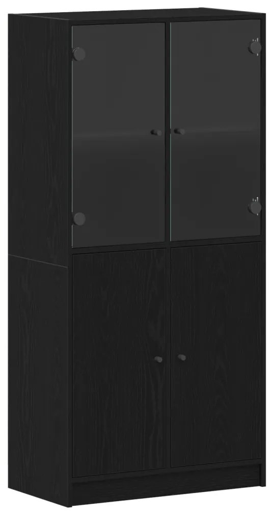 Fekete tölgybútor szekrény Ajtókkal 68x37x142 cm Műszaki fa