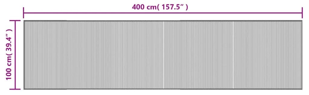 négyszögletű szürke bambusz szőnyeg 100 x 400 cm