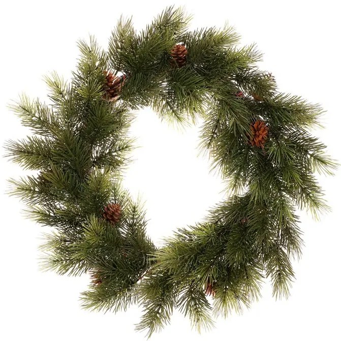 Műfenyő koszorú tobozokkal, átmérő 66 cm, zöld