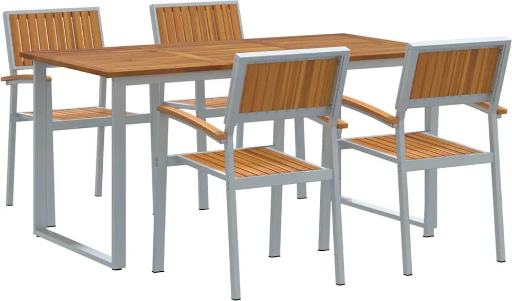 vidaXL Kert étkező szett 5 pcs Szürke Tömör Akácfa